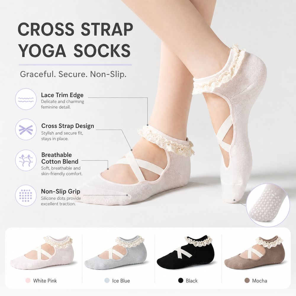 Gifts Non Slip Yoga Socks Lace - Pilates Ankle Strap 评论和价格